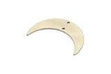 Silver Moon Charm, 4 Antique Silver Plated Brass Crescent Moon Charms With 2 Holes, Connectors (35x9x0.80mm) M171