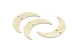 Silver Moon Charm, 4 Antique Silver Plated Brass Crescent Moon Charms With 2 Holes, Connectors (35x9x0.80mm) M171