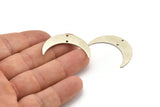 Silver Moon Charm, 4 Antique Silver Plated Brass Crescent Moon Charms With 2 Holes, Connectors (35x9x0.80mm) M171