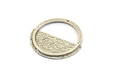 Silver Round Charm, Hammered Antique Silver Plated Brass Round Charms (31mm) N1092