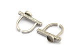 Silver Ring Settings, Antique Silver Plated Brass Adjustable D Shape Rings - Pad Size 8mm N1060