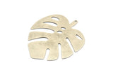 Silver Monstera Charm, 2 Antique Silver Plated Brass Monstera Leaf Charms With 1 Loop, Pendants, Earrings, Findings (51x46x0.50mm) D0653