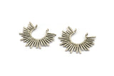 Gümüş Güneş Tılsımı, Antik Gümüş Kaplama Pirinç Güneş Tılsımı, 2 Halka, Kolye Uçları (31x25x1,5 mm) N1280