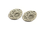 Silver Sun Charm, Antique Silver Plated Brass Sun Charm With 1 Hole, Findings - Pad Size 5mm (24x20x1.5mm) N1196