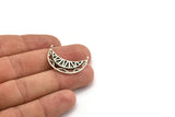 Silver Moon Charm, 2 Antique Silver Plated Brass Moon Pendants With 2 Loops, Findings (28x11x2mm) N1260