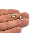 Silver Leaf Charm, 6 Antique Silver Plated Brass Leaf Charms With 1 Loop, Earrings, Findings (19x10x1.5mm) N1189 H1056
