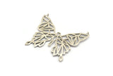Silver Butterfly Charm, Antique Silver Plated Brass Butterfly Charm With 2 Loops, Pendants (51x44x1.2mm) N1465