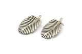 Silver Leaf Charm, 4 Antique Silver Plated Brass Leaf Charms With 1 Loop, Earrings, Findings (21x13x1mm) N1207