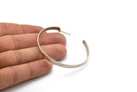 Silver Geometric Earring, 2 Antique Silver Plated Brass Circle Stud Earrings (54x4.5x1mm) N1247