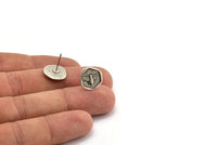 Silver Bee Earring, 4 Antique Silver Plated Brass Bee Stud Earrings (13x1.5mm) N1212 Q0656