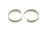 Silver Geometric Earring, 2 Hammered Antique Silver Plated Brass Circle Stud Earrings (34x5x1mm) N1251 H0958