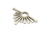 Silver Sun Pendant, 2 Antique Silver Plated Brass Hammered Sunny Pendants (36x23x1.7mm) N1267