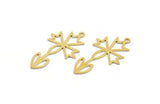 Brass Flower Charm, 24 Raw Brass Flower Charms With 1 Loop (32x19x0.60mm) A4921