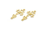 Brass Flower Charm, 50 Raw Brass Flower Charms With 2 Loops (24x12x0.60mm) A4919