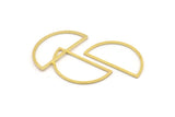 Brass Half Moon - 24 Raw Brass Semi Circle Connectors (15x28x0.80mm) A4832