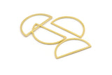 Brass Half Moon - 24 Raw Brass Semi Circle Connectors (15x28x0.80mm) A4832
