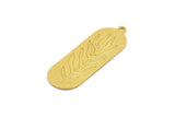 Brass Leaf Charm, 6 Raw Brass Oval Leaf Charms With 1 Loop, Charm Pendants (12x34x0.60mm) A4930