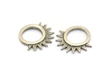 Silver Sun Charm, 2 Antique Silver Plated Brass Sunshine Charms, Pendants, Findings (22x20x1.5mm) N1292