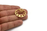 Moon Phases Charm, Gold Plated Brass Crescent Moon Charm With 1 Loop, Pendant (33x30x1.5mm) N1376