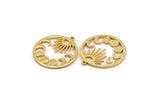 Moon Phases Charm, Gold Plated Brass Crescent Moon Charm With 1 Loop, Pendant (33x30x1.5mm) N1376