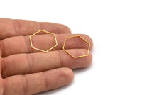 Gold Plated Brass Hexagon, 12 Gold Plated Brass Hexagon Ring Charms (22x1mm) Bs 1226
