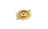 Moon and Sun, 2 Gold Plated Brass, Gold Plated Brass Pendant, Gold Plated Brass Connectors With 2 Loops (24x20mm) N1380
