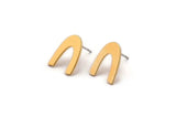 Earring Studs, 8 Gold Plated Brass - U Shape Earrings - Gold Plated Brass Earrings - Earrings (14x10x0.80mm) A2819 Q0226