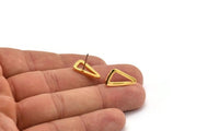 Gold Triangle Earring, 4 Gold Plated Brass Triangle Stud Earrings (19x10x1.5mm) N1409