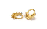 Gold Sun Earring, 2 Gold Plated Brass Sunshine Stud Earrings (25x23x1.5mm) N1331