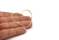 Gold Heart Earring, 4 Gold Plated Brass Heart Stud Earrings (42x50x1mm) D1281 A2175 Q0503
