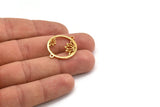 Gold Flower Charm, 2 Gold Plated Brass Lotus Flower Connectors With 2 Loops, Pendants, Findings (28x22x1.5mm) N1377 H0957