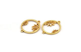 Gold Flower Charm, 2 Gold Plated Brass Lotus Flower Connectors With 2 Loops, Pendants, Findings (28x22x1.5mm) N1377 H0957