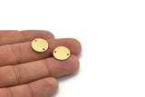 Brass Round Connector, 24 Raw Brass Cabochon Round Connectors With 2 Holes, Findings (14X0.60mm) D1044