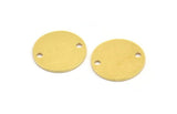Brass Round Connector, 24 Raw Brass Cabochon Round Connectors With 2 Holes, Findings (14X0.60mm) D1044