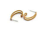 Brass Earring, 4 Raw Brass Stud Earrings (27x6x1.2mm) N1249