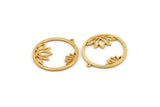 Lotus Flower Charm, Gold Plated Brass Lotus Flower Charm With 1 Loop (37x34x1.5mm) N1355