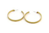 Brass Geometric Earring, 2 Hammered Raw Brass Circle Stud Earrings (50x5x1mm) N1529