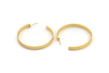 Gold Geometric Earring, 2 Hammered Gold Plated Brass Circle Stud Earrings (50x5x1mm) N1529