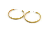 Brass Geometric Earring, 2 Hammered Raw Brass Circle Stud Earrings (53x5x1mm) N1806