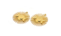 Gold Moon Charm, Gold Plated Brass Moon And Planet Charm With 1 Loop, Pendant (31x29x2mm) N1434
