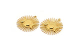 Gold Moon Charm, Gold Plated Brass Moon And Planet Charm With 1 Loop, Pendant (31x29x2mm) N1434