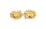 Gold Moon Charm, Gold Plated Brass Moon And Planet Charm With 1 Loop, Pendant (31x29x2mm) N1434