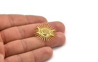 Gold Moon Charm, Gold Plated Brass Moon And Planet Charm With 1 Loop, Pendant (31x29x2mm) N1434