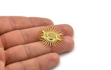 Gold Moon Charm, Gold Plated Brass Moon And Planet Charm With 1 Loop, Pendant (31x29x2mm) N1434
