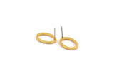 Gold Oval Earring, 4 Gold Plated Brass Oval Stud Earrings (13x19x2mm) BS 1738 A1647