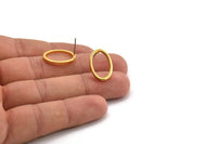 Gold Oval Earring, 4 Gold Plated Brass Oval Stud Earrings (13x19x2mm) BS 1738 A1647