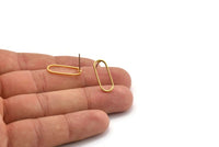 Gold Oval Earring, 8 Gold Plated Brass Oval Stud Earrings (20x8x1mm) E003 A2042 H0248
