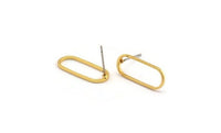 Gold Oval Earring, 8 Gold Plated Brass Oval Stud Earrings (20x8x1mm) E003 A2042 H0248