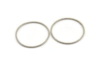 44mm Circle Connectors, 2 Antique Silver Plated Brass Circle Connectors (44x2x2mm) N1738