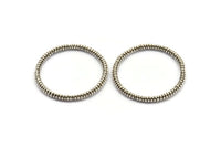 46mm Circle Connectors, Antique Silver Plated Brass Circle Connector (46x4x4mm) N1736